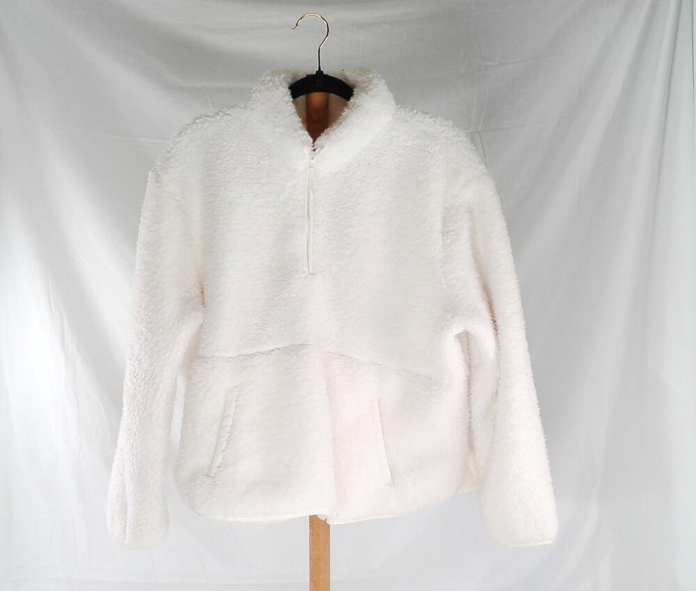 Wondershop Cream Sherpa Fleece Pullover XL Women's Quarter Zip Cozy Teddy Jacket